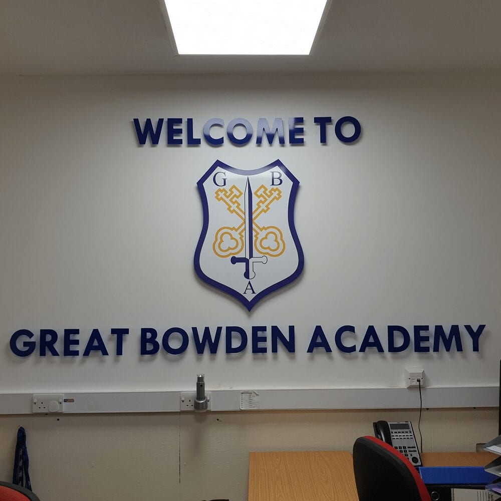 Great Bowden School internal reception signage