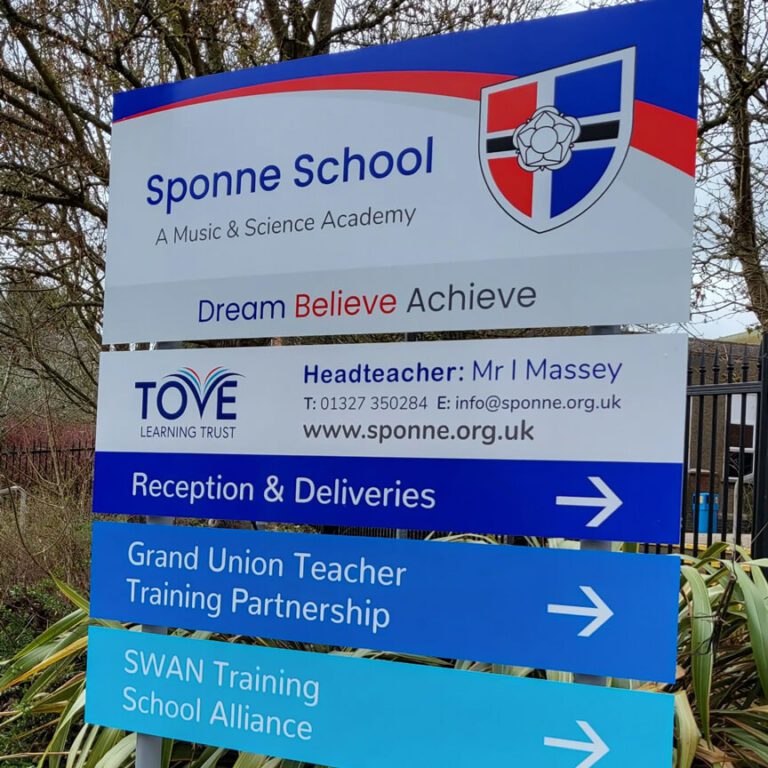 Sponne School traffic sign