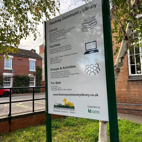 Fleckney Library external totem signage